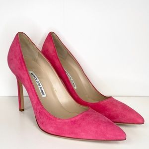 Manolo Blahnik Hot Pink Suede BB Pointed Toe Pumps